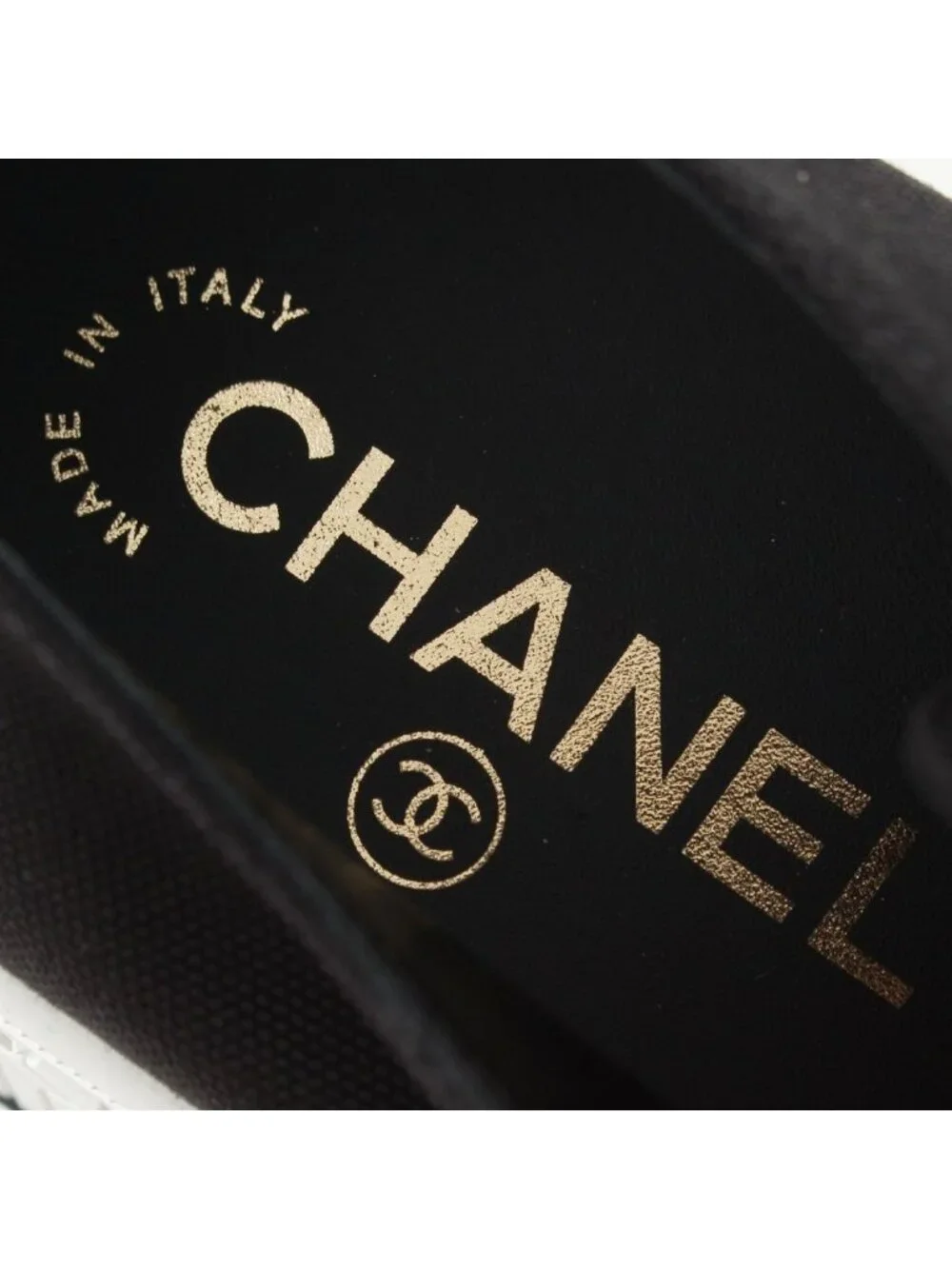 Chanel Cotton Lambskin CC Logo Low Cut Sneakers Black White